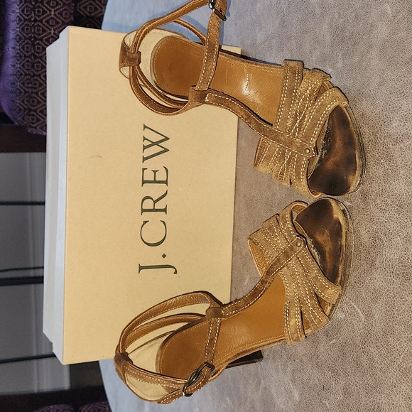 JCrew Holden Suede Stacked Heels Size 7 - Picture 1 of 4